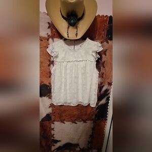 LC Lauren Conrad White Ruffle Blouse